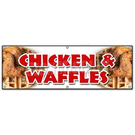 Signmission CHICKEN & WAFFLES BANNER SIGN fried tenders soul food collards homemade B-72 Chicken & Waffles